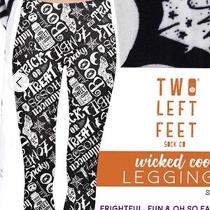 Two Left Feet Sock Co. Wicked Cool Black & White Halloween Themed Leggings L/XL